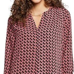 NYDJ womens Pintuck Blouse Three Quarter Sleeve (Eureka) Size:XXS